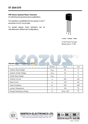 ST2SA1270 datasheet - PNP Silicon Epitaxial Planar Transistor