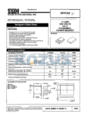 SFFC50 datasheet - 11 AMP 600 VOLTS 0.6ohm N-Channel Power MOSFET