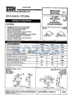 SFFC50M datasheet - 11 AMP 600 VOLTS 0.6ohm N-Channel Power MOSFET