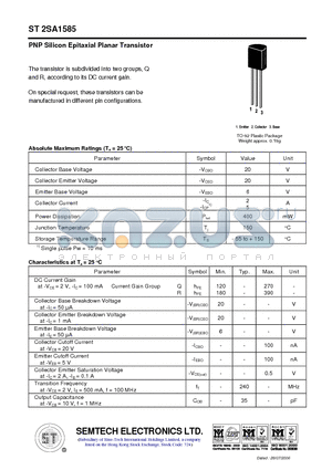 ST2SA1585 datasheet - PNP Silicon Epitaxial Planar Transistor