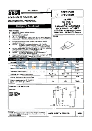 SFFD150M datasheet - RADIATION HARDENED N-CHANNEL MOSFET