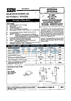 SFFD250M datasheet - RADIATION HARDENED N-CHANNEL MOSFET