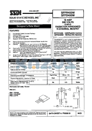 SFFR450M datasheet - -10 AMP -500 VOLTS 0.60 ohm RADIATION HARDENED N-Channel Power MOSFET