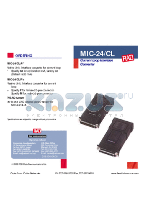 VIC-24A datasheet - Current Loop Interface Converter