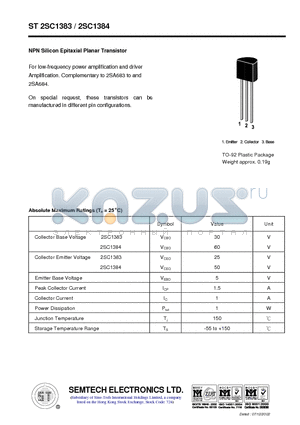 ST2SC1384 datasheet - NPN Silicon Epitaxial Planar Transistor