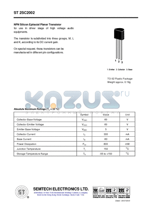 ST2SC2002 datasheet - NPN Silicon Epitaxial Planar Transistor