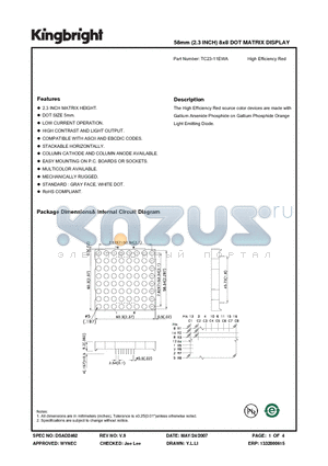 TC23-11EWA datasheet - 58mm (2.3 INCH) 8x8 DOT MATRIX DISPLAY