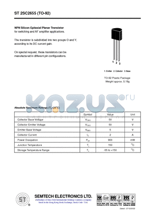 ST2SC2655 datasheet - NPN Silicon Epitaxial Planar Transistor