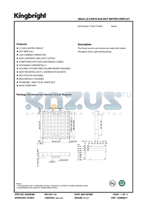 TC23-11GWA datasheet - 58mm (2.3 INCH) 8x8 DOT MATRIX DISPLAY