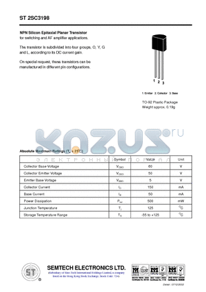 ST2SC3198 datasheet - NPN Silicon Epitaxial Planar Transistor