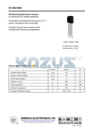 ST2SC3330 datasheet - NPN Silicon Epitaxial Planar Transistor