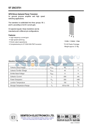ST2SC3731 datasheet - NPN Silicon Epitaxial Planar Transistor