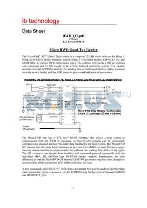 RWD_QT datasheet - The MicroRWD QT (Quad-Tag) version is a complete 125kHz reader solution for Hitag 1,