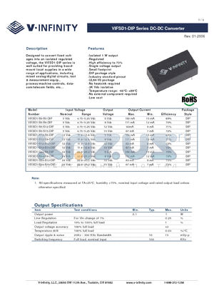 VIFSD1-S12-S15-DIP datasheet - DC-DC Converter