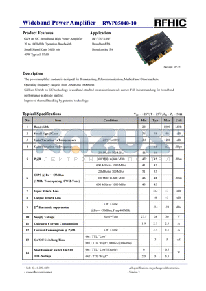 RWP05040-10 datasheet - Wideband Power Amplifier