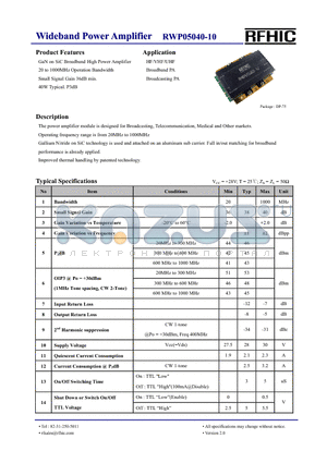 RWP05040-1H datasheet - Wideband Power Amplifier