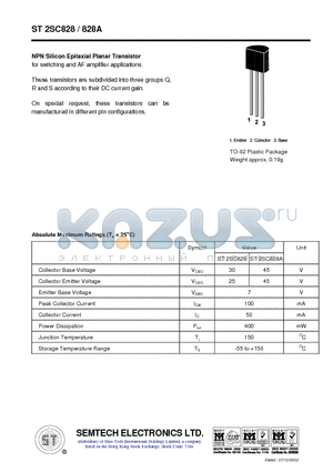 ST2SC828A datasheet - NPN Silicon Epitaxial Planar Transistor