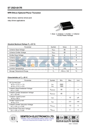 ST2SD1817R datasheet - NPN Silicon Epitaxial Planar Transistor