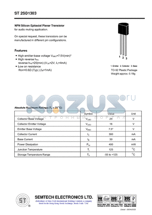 ST2SD1303 datasheet - NPN Silicon Epitaxial Planar Transistor