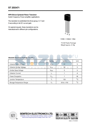 ST2SD471 datasheet - NPN Silicon Epitaxial Planar Transistor