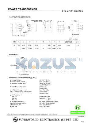 ST3-24 datasheet - POWER TRANSFORMER