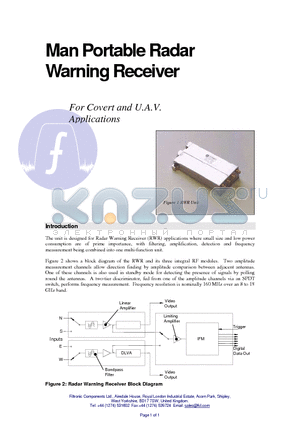 RWR datasheet - Man Portable Radar Warning Receiver