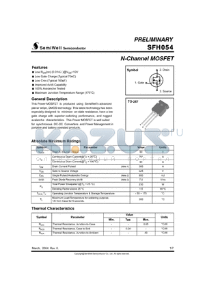 SFH054 datasheet - N-Channel MOSFET