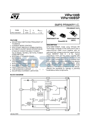 VIPER100B datasheet - SMPS PRIMARY I.C.