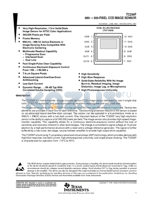 TC236P datasheet - 680-500-PIXEL CCD IMAGE SENSOR