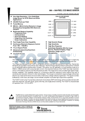 TC237 datasheet - 680-  500-pixel ccd image sensor