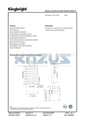 TC24-11GWA datasheet - 60.8mm (2.4 INCH) 5x8 DOT MATRIX DISPLAY