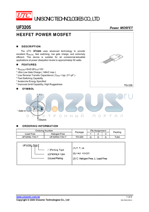 UF3205 datasheet - HEXFET POWER MOSFET