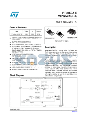 VIPER50A-E datasheet - SMPS PRIMARY I.C.