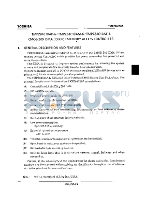 TMPZ84C10AM-6 datasheet - CMOS-Z80 DMA : DIRECT MEMORY ACCESS CONTROLLER