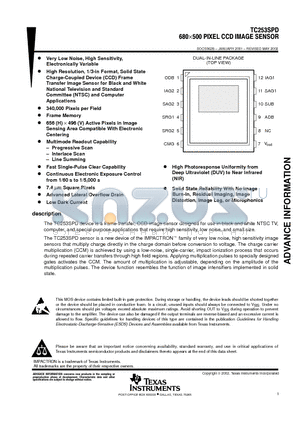 TC253 datasheet - 680x500 PIXEL CCD IMAGE SENSOR