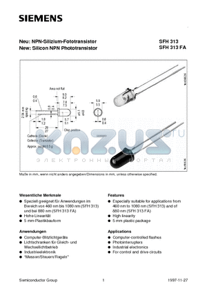 SFH313-2 datasheet - .Neu: NPN-Silizium-Fototransistor New: Silicon NPN Phototransistor