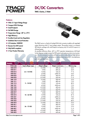 TMR0510 datasheet - DC/DC Converters