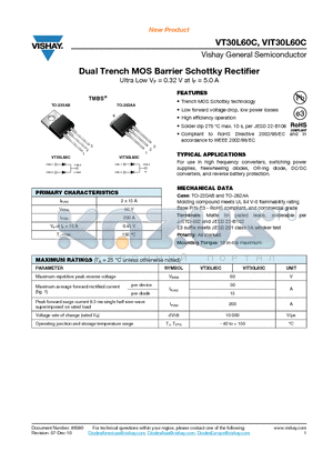 VIT30L60C datasheet - Dual Trench MOS Barrier Schottky Rectifier