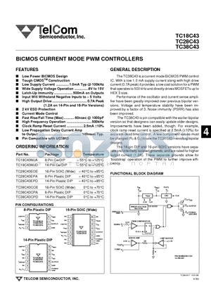 TC28C43EPD datasheet - BiCMOS CURRENT MODE PWM CONTROLLERS