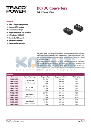 TMR2-0511E datasheet - DC/DC Converters