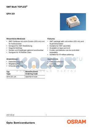 SFH331_01 datasheet - SMT Multi TOPLED