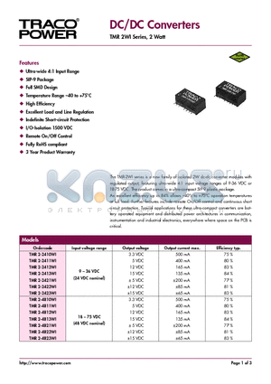 TMR2-2410WI datasheet - DC/DC Converters