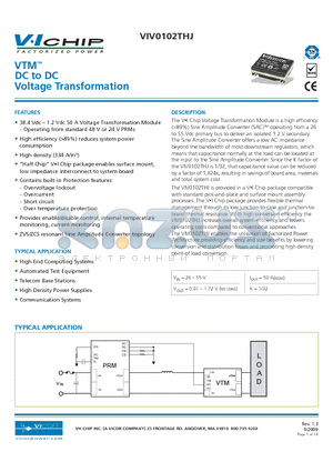 VIV0102THJ datasheet - DC to DC Voltage Transformation