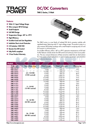 TMR3-0511 datasheet - DC/DC Converters