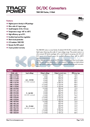 TMR3-1211WI datasheet - DC/DC Converters