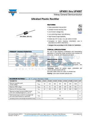 UF4001_11 datasheet - Ultrafast Plastic Rectifier