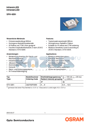 SFH4281 datasheet - Infrarot-LED, Infrared-LED