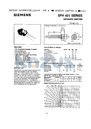 SFH431 datasheet - INFRARED EMITTER