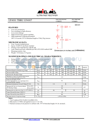 UF4002 datasheet - ULTRA FAST RECTIFIER