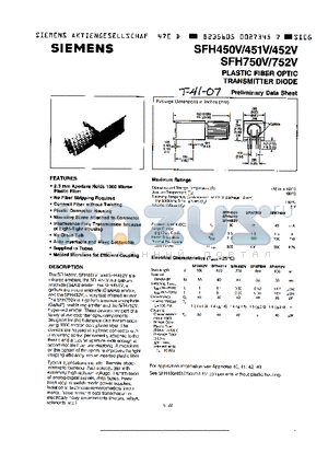 SFH450V datasheet - PLASTIC FIBER OPTIC TRANSMITTER DIODE